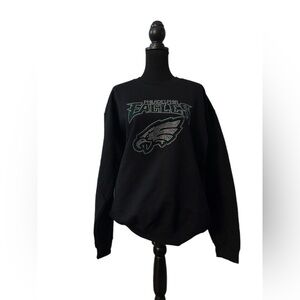 Rhinestone Bling Inspired Philadelphia Eagles Black Sweatshirt